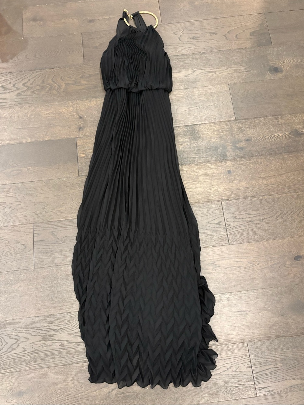Guess Black Pleated Halter Maxi Dress